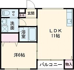 チェントロビラ薩摩瀬Ａ 3階1LDKの間取り