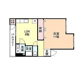 館出マンション 1LDKの間取図画像