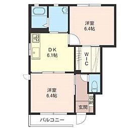 プラムグローブD 2DKの間取図画像