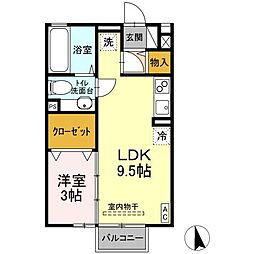 JR東北新幹線 郡山駅 バス30分 檜の下バス停下車 徒歩6分の賃貸アパート 2階1LDKの間取り