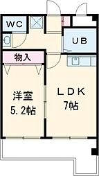 JR片町線(学研都市線) 大住駅 徒歩10分の賃貸マンション 3階1LDKの間取り