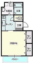 エルドール　III 3階1Kの間取り