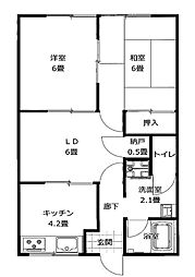 ＳＳコーポ　テラ 4階2LDKの間取り