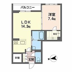 福島交通 美術館図書館前駅 徒歩6分の賃貸マンション 1階1LDKの間取り