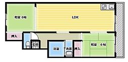 中之庄ハイツ 3階2LDKの間取り