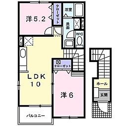 セレーノ広江1 2LDKの間取図画像