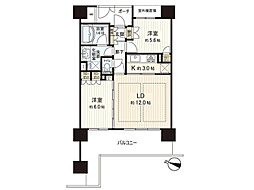 プラウド西公園 7階2LDKの間取り
