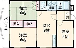 神戸市西神・山手線 名谷駅 徒歩12分の賃貸マンション 3階3DKの間取り
