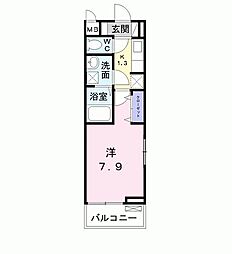 ソレイユメゾン 1Kの間取図画像