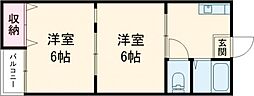 コーポウィーグル　Ｎｏ．2 2階2Kの間取り