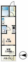 Ｇｒａｎｄ　Ｆｏｒｅｔ 2階1DKの間取り