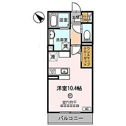 メゾンジュネス 2階ワンルームの間取り