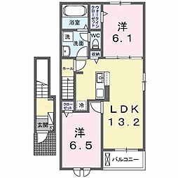 モルト・フェリーチェＡ 2階2LDKの間取り