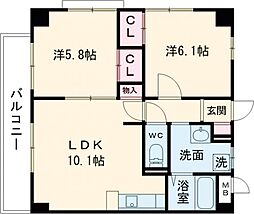 センチュリー7番館 3階2LDKの間取り