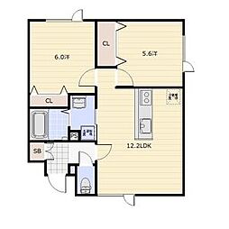 eie月寒西 4階2LDKの間取り