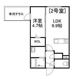 Alivis美園 1階1LDKの間取り
