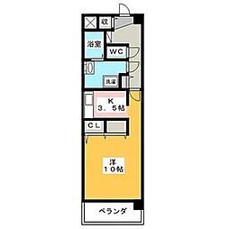 クリスタルランド 1Kの間取図画像