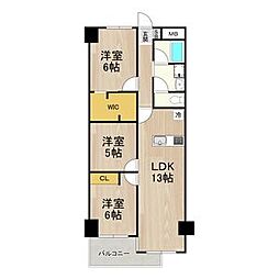 インペリアル京都 3LDKの間取図画像