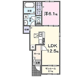 L.アウラツム IV 1LDKの間取図画像