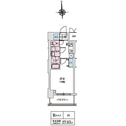 スプランディッド上本町WESTII 1Kの間取図画像