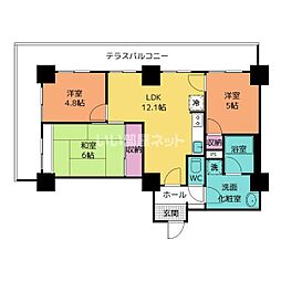 信開アーバンシティセントラル 8階3LDKの間取り