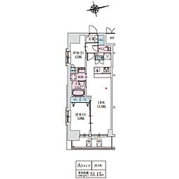 スプランディッド上本町WESTII 2LDKの間取図画像