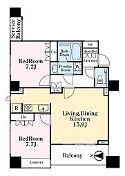 アクシア八王子 18階2LDKの間取り