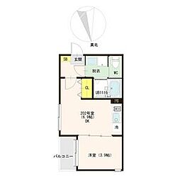 GREEN ACE II(グリーンエースツー)(郡山七丁目B) 2階1DKの間取り