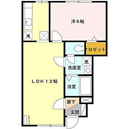 グランモア朋A 1LDKの間取図画像