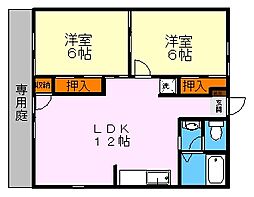 シャルム野田 1階2LDKの間取り