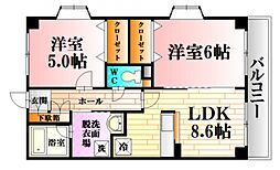 ボヌールマスダ2 2DKの間取図画像