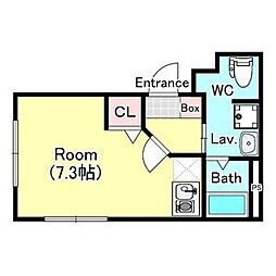 アンドベース(& Base) 4階ワンルームの間取り