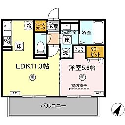 パルフェリーチェ 1LDKの間取図画像