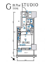 LEXE 横濱関内 3階ワンルームの間取り