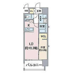 Thames garden place 8階1LDKの間取り