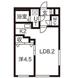 ecoa福住 2階1LDKの間取り