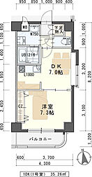 サーティラブ 3階1DKの間取り