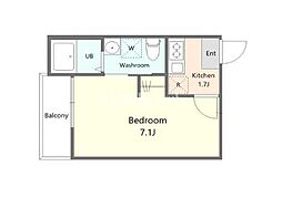 ココライフ鶴見市場 2階1Kの間取り