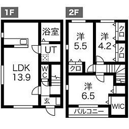 Grandir木更津II棟 1階3LDKの間取り