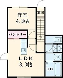ガーデンシティ万代 1LDKの間取図画像