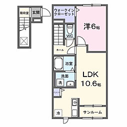 ダンケリーナ 2階1LDKの間取り