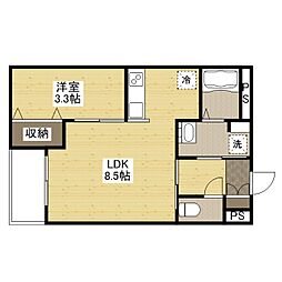 月光福山東弐番館 1階1LDKの間取り