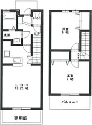シャレー五日市 2階2LDKの間取り
