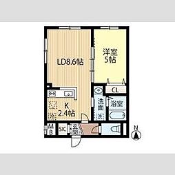 LA　Conforto厚別 2階1LDKの間取り