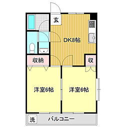 ゴールデンハイツ 4階2DKの間取り