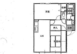 ゼファーB 2DKの間取図画像