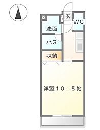 アップウェル中央 1Kの間取図画像
