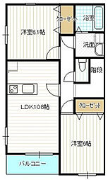 ｐａｌｏｕｄｅ 2階2LDKの間取り