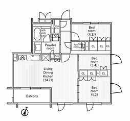 nido SAKURAGAOKA 301 3階3LDKの間取り