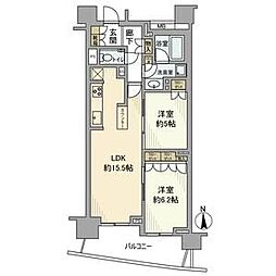 プラウド高田馬場 9階2LDKの間取り